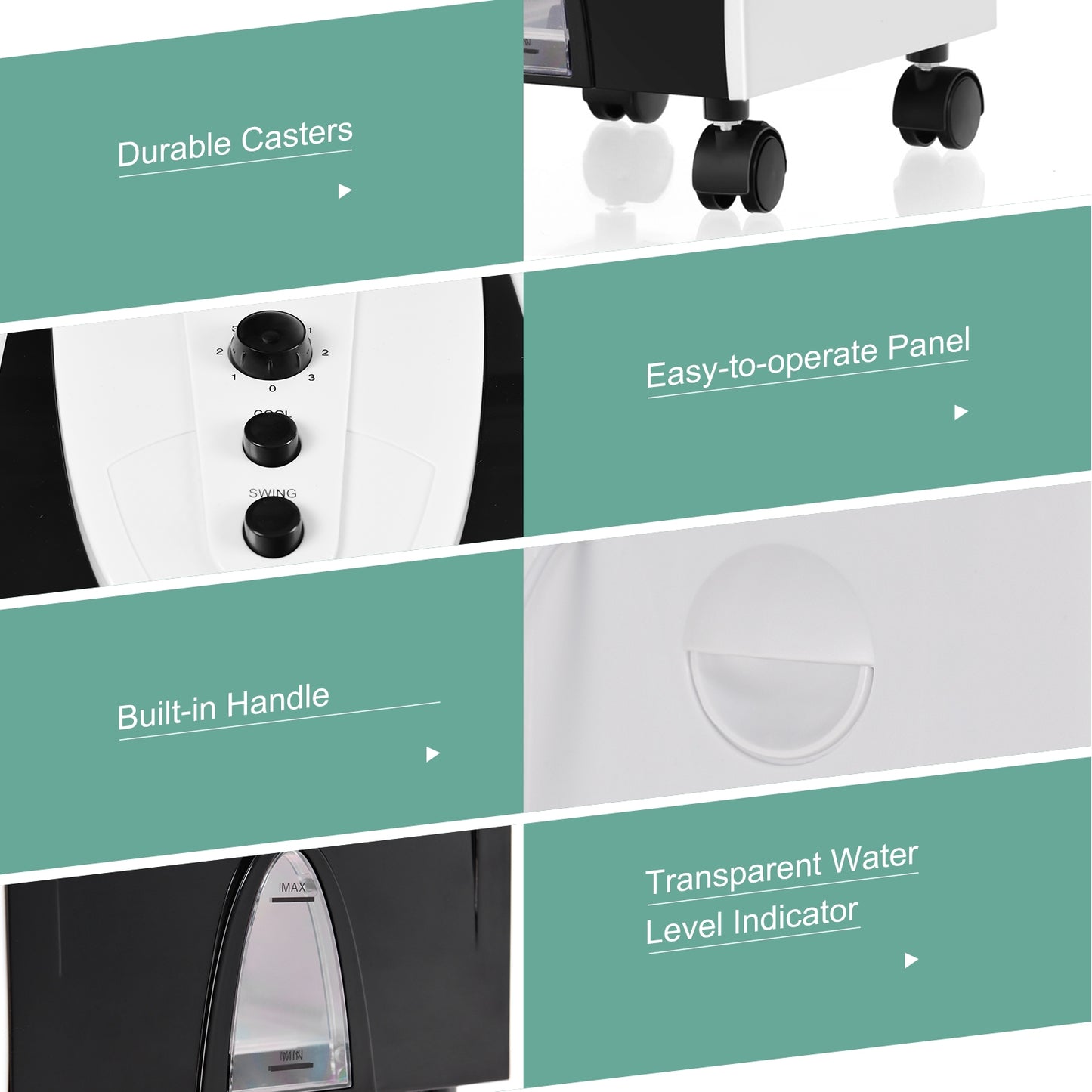 3-in-1 Portable Evaporative Air Cooler with Filter Knob for Indoor