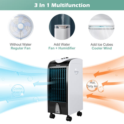 3-in-1 Portable Evaporative Air Cooler with Filter Knob for Indoor
