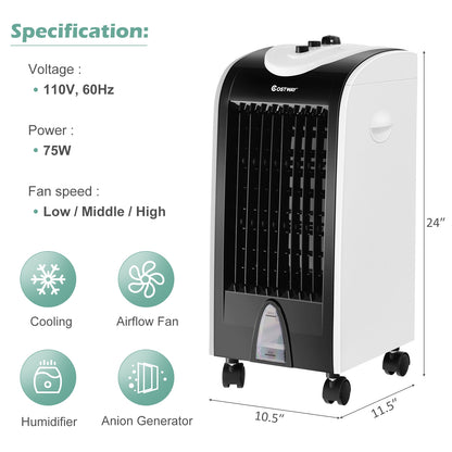 3-in-1 Portable Evaporative Air Cooler with Filter Knob for Indoor